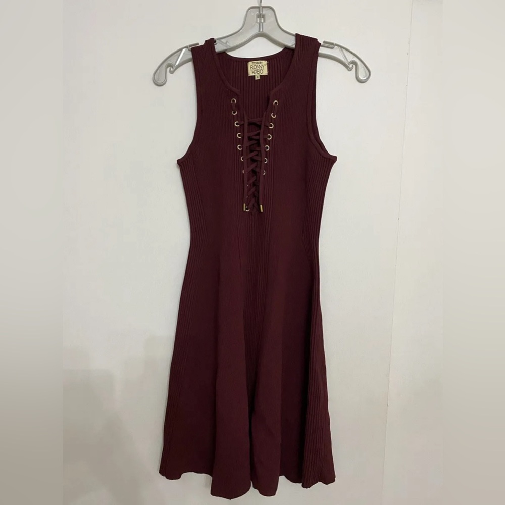 NWT TORN BY RONNY KOBO LACE UP KNIT DRESS